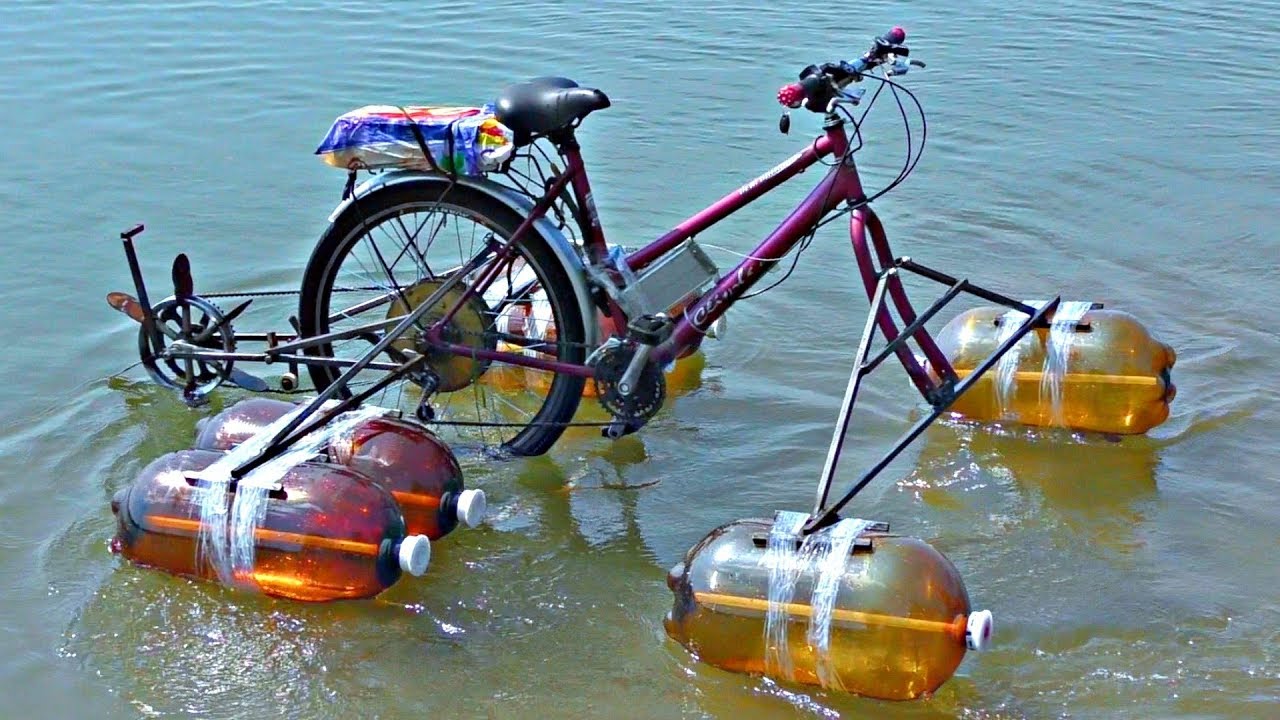 Езда Электро-Велосипеда по воде - Это возможно! АкваВел своими руками катамаран